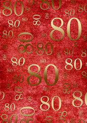 Red and Gold 80th Birthday A4 Backing Paper
