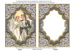 Bride and Groom Ornate 7x5inch Picture Card Front and Frame