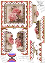 Pink Rose Butterfly Anglaise 5in Top Bottom Scallop Stacker