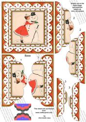 Mummy Kissing Snowman 5in Top Bottom Scallop Stacker