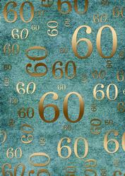 Deep Aqua and Gold 60th Birthday A4 Backing Paper