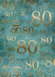 Deep Aqua and Gold 80th Birthday A4 Backing Paper
