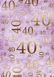 Lilac and Gold 40th Birthday A4 Backing Paper