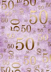 Lilac and Gold 50th Birthday A4 Backing Paper