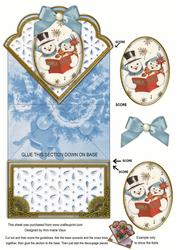 Singing Snowmen Anglaise Scallop Spring Decoupage Card