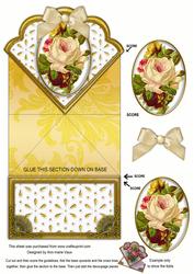Cream Roses Anglaise Scallop Spring Decoupage Card
