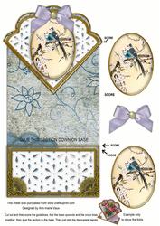 Oriental Birds 3 Anglaise Scallop Spring Decoupage Card