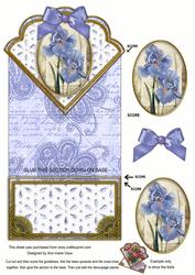 Blue Iris Anglaise Scallop Spring Decoupage Card