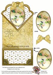 Oriental Birds 2 Anglaise Scallop Spring Decoupage Card
