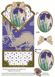 Oriental Iris Blue Anglaise Scallop Spring Decoupage Card