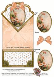 Peach Daisies Anglaise Scallop Spring Decoupage Card