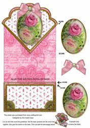 Painted Roses Anglaise Scallop Spring Decoupage Card