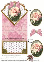 Single Pink Rose Anglaise Scallop Spring Decoupage Card
