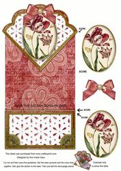 Red Tulips Anglaise Scallop Spring Decoupage Card