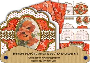Poppies 2 Anglaise Scallop 3D Decoupage Card Kit