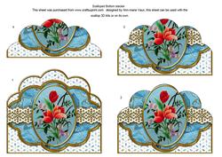 Blue Mixed Bouquet Em Anglaise Scallop Bottom Stacker