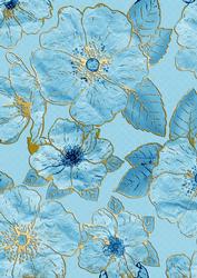 Mid Blue 4 Big Blooms A4 Backing Paper