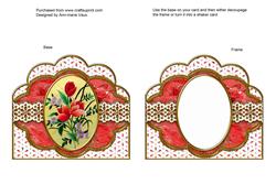 Red Mixed Bouquet Anglaise Scallop Card Base Frame