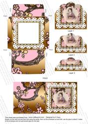Oriental Blossom Girl Lace 3in Card Envelope Scallop Aio