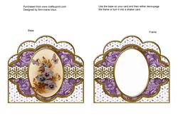 Purple Pansies 2 Anglaise Scallop Card Base Frame
