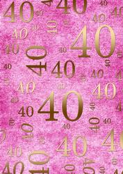 Pink and Gold 40th Birthday A4 Backing Paper