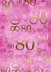 Pink and Gold 80th Birthday A4 Backing Paper