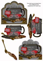 Worlds Best Brother Car Black Cup 3D Decoupage Sheet