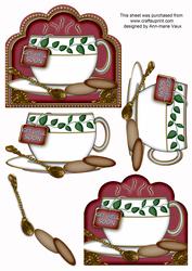 Get Well Soon Ivy Leaf Plum Cup 3D Decoupage Sheet
