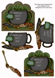 Worlds Best Dad Black Cup 3D Decoupage Sheet