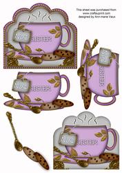 No 1 Sister Lilac Cup 3D Decoupage Sheet