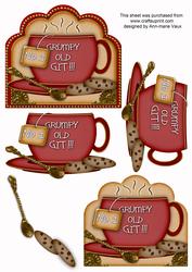 No 1 Worlds Grumpy Old Git! Plum Cup 3D Decoupage Sheet