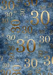 Deep Blue and Gold 30th Birthday A4 Backing Paper