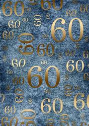 Deep Blue and Gold 60th Birthday A4 Backing Paper