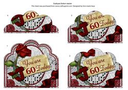 Metallic Ruby Rose 60 Today Birthday Scallop Bottom Stacker