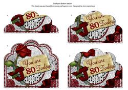 Metallic Ruby Rose 80 Today Birthday Scallop Bottom Stacker