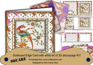 Oriental Phoenix Anglaise Scallop Square 3D Card Kit