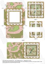 Oriental Green Bird 3in Card Envelope Corner Stacker Aio