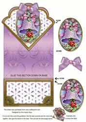 Lilac Floral Bell Anglaise Scallop Spring Decoupage Card