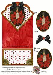 Red Poinsettia Anglaise Scallop Spring Decoupage Card