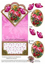 Pink Bouquet Butterfly Scallop Spring Decoupage Card