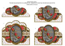 Black Red Rose Best Wishes Scallop Bottom Stacker
