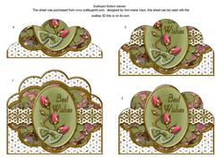 Green and Pink Rose Best Wishes Scallop Bottom Stacker