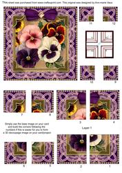 Lace Mixed Pansies 5in All 4 Corner Stacker