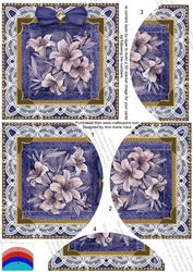 Lace Blue Lillies 5in Rounded Bottom Stacker