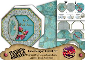 Peacock Rose Get Well Soon Octagon Lace 3D Locket Card Kit