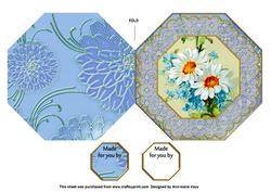 Blue Daisies Octagon Lace Picture Fold Card