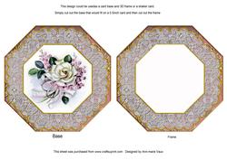 Pink Wedding Rose Octagon Card Base and Shaker Frame