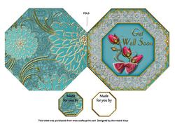 Peacock Rose Get Well Soon Octagon Lace Picture Fold Card
