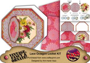 Crazee Daisies Pink Octagon Lace 3D Locket Kit