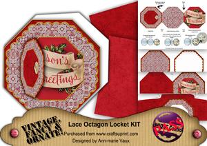 Seasons Greetings Octagon Lace 3D Locket Kit